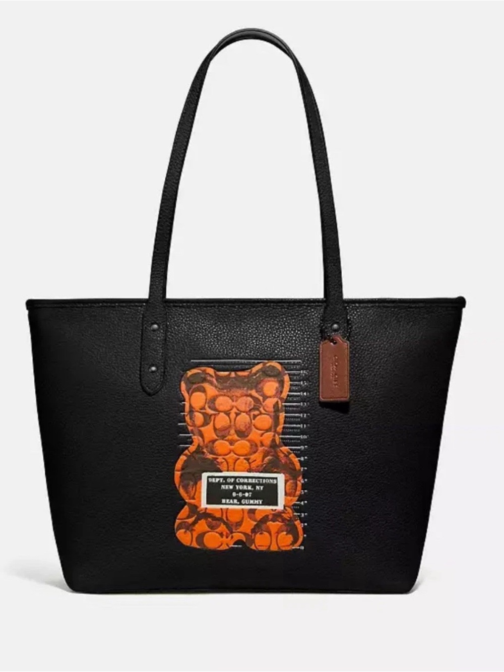 Coach Black City Zip Tote With Vandal Gummy Bear (Style F78203) Limited Edition